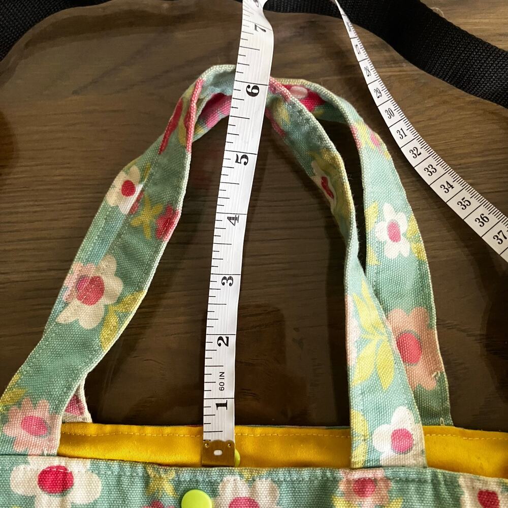 Handmade Floral Cottagecore Tote Bag Crossbody Purse Teal Pink Canvas Cute - Picture 15 of 16